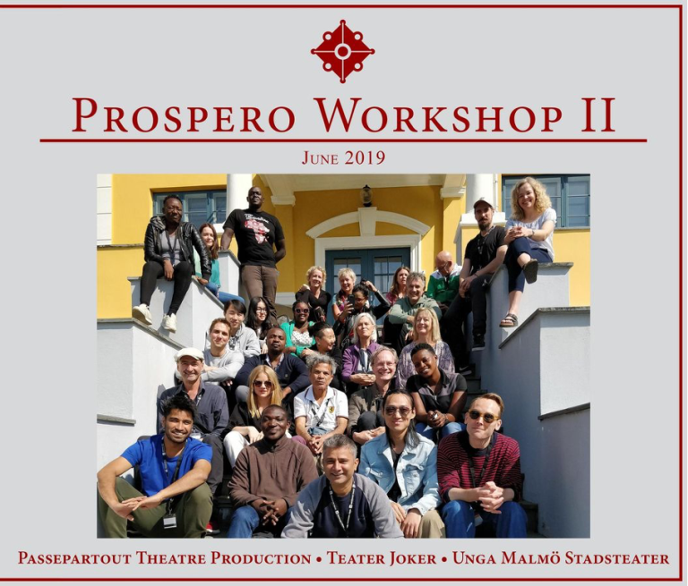 Bild med omslaget till en broschyr där det står Prospero Workshop II June 2019 och det finns en gruppbild av alla medverkande